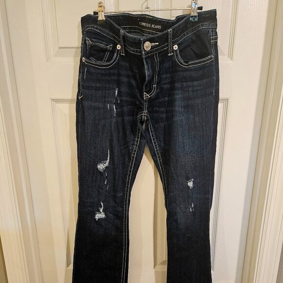 EXPRESS WOMEN'S JEANS SIZE 10L BARELY BOOTCUT LOW RISE - Picture 1 of 3
